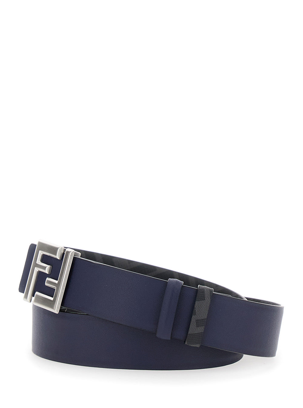 Fendi Men Blue Reversible Belt With Ff Buckle In Leather Man - 2