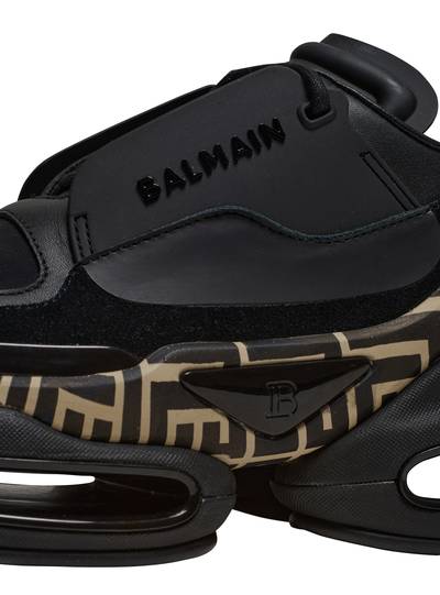 Balmain Leather and suede B-Bold low-top trainers with monogram print outlook