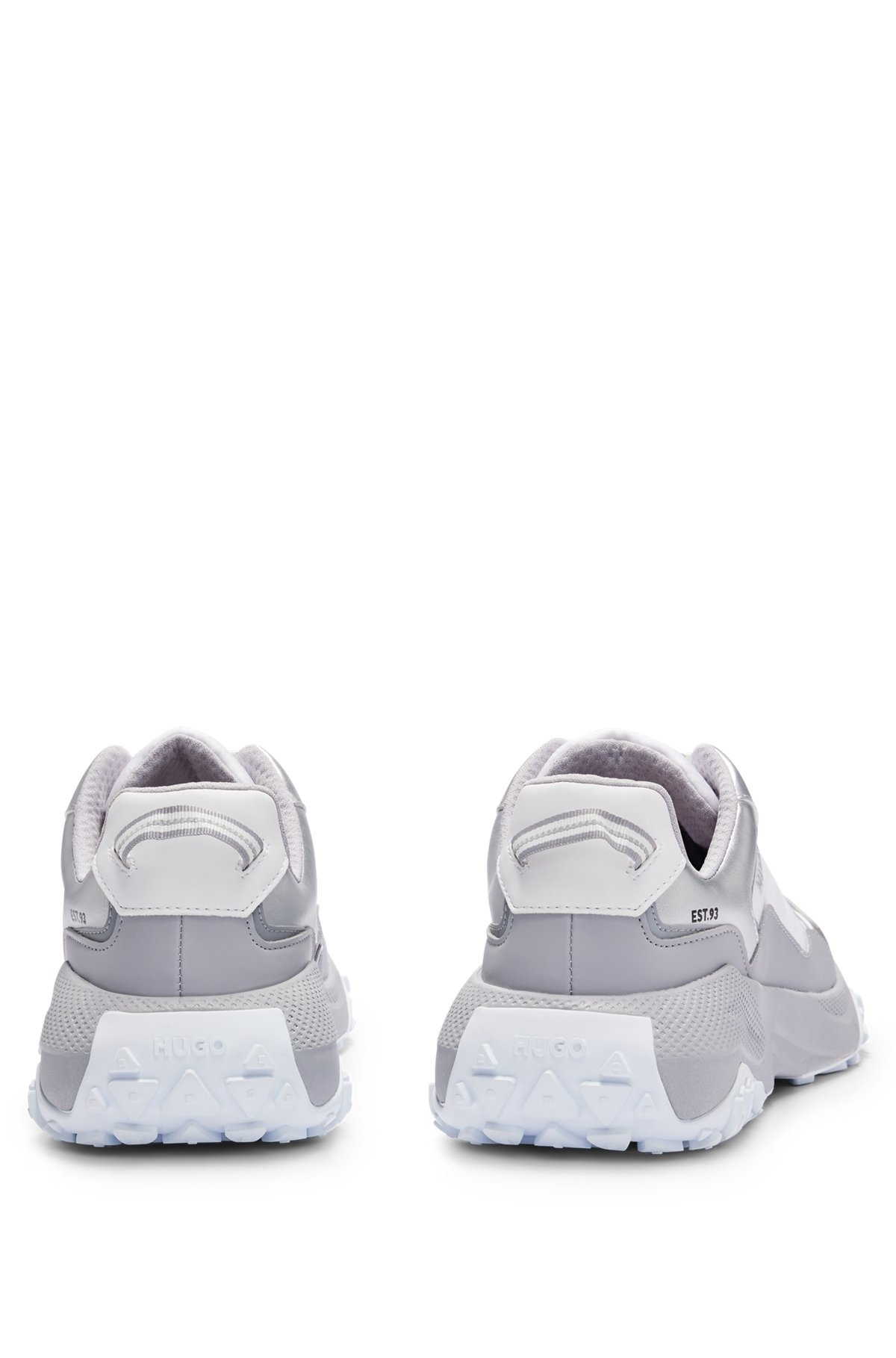 MIXED-MATERIAL LACE-UP SNEAKERS WITH METALLIC DETAILS - 4