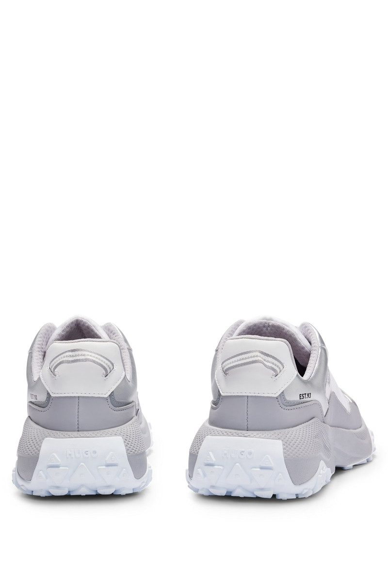 HUGO MIXED-MATERIAL LACE-UP SNEAKERS WITH METALLIC DETAILS outlook