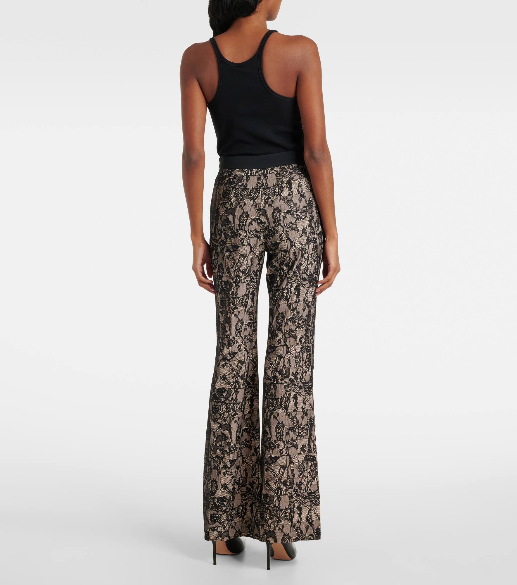 Tokyo patchwork lace flared pants - 3