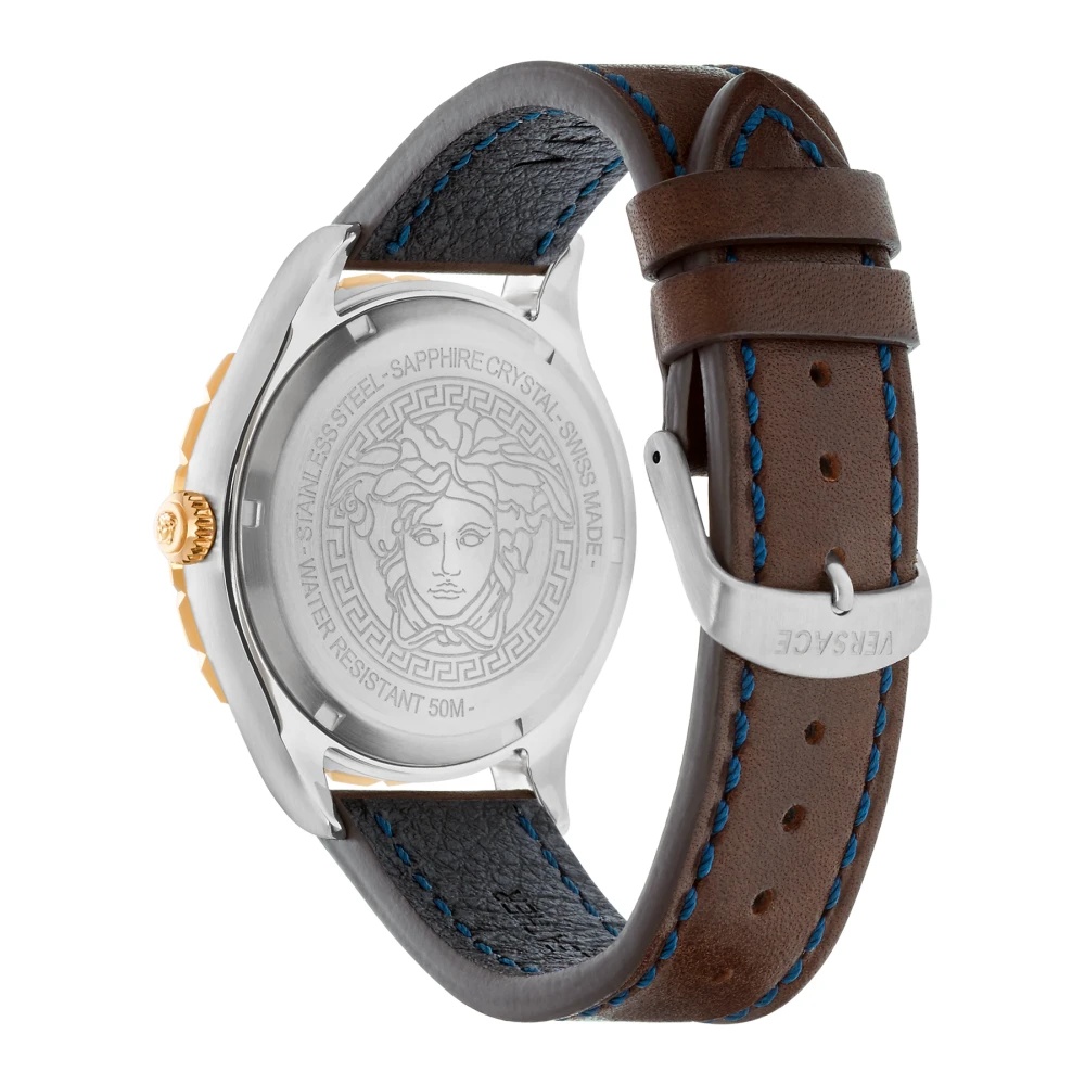 GMT HERRENUHR BROWN LEATHER GOLD SILVER - 3