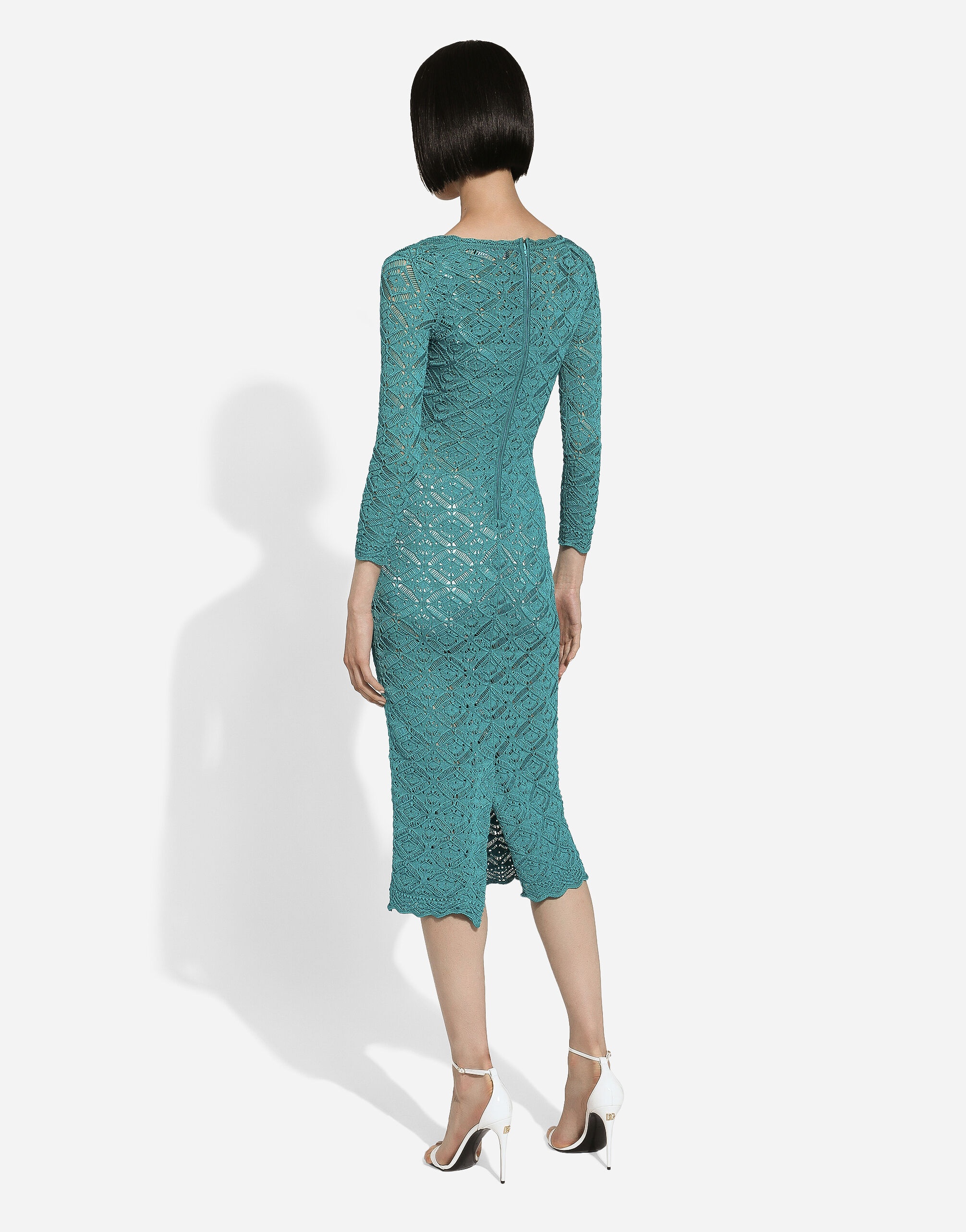 Crochet calf-length dress - 3