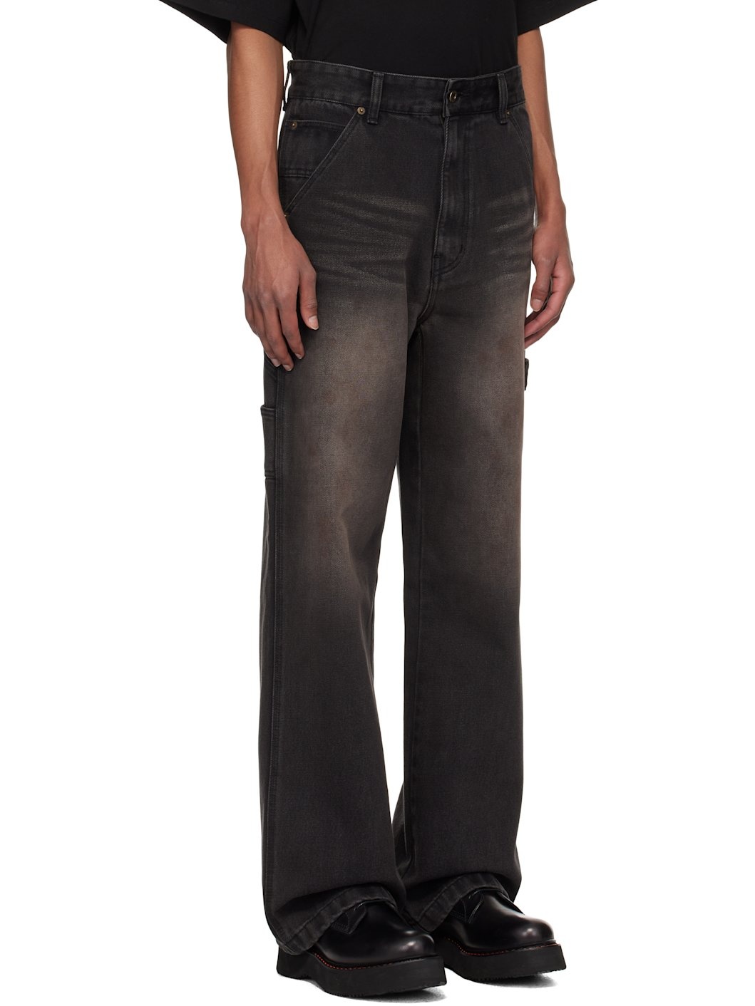 Black Aging Effect Carpenter Jeans - 2