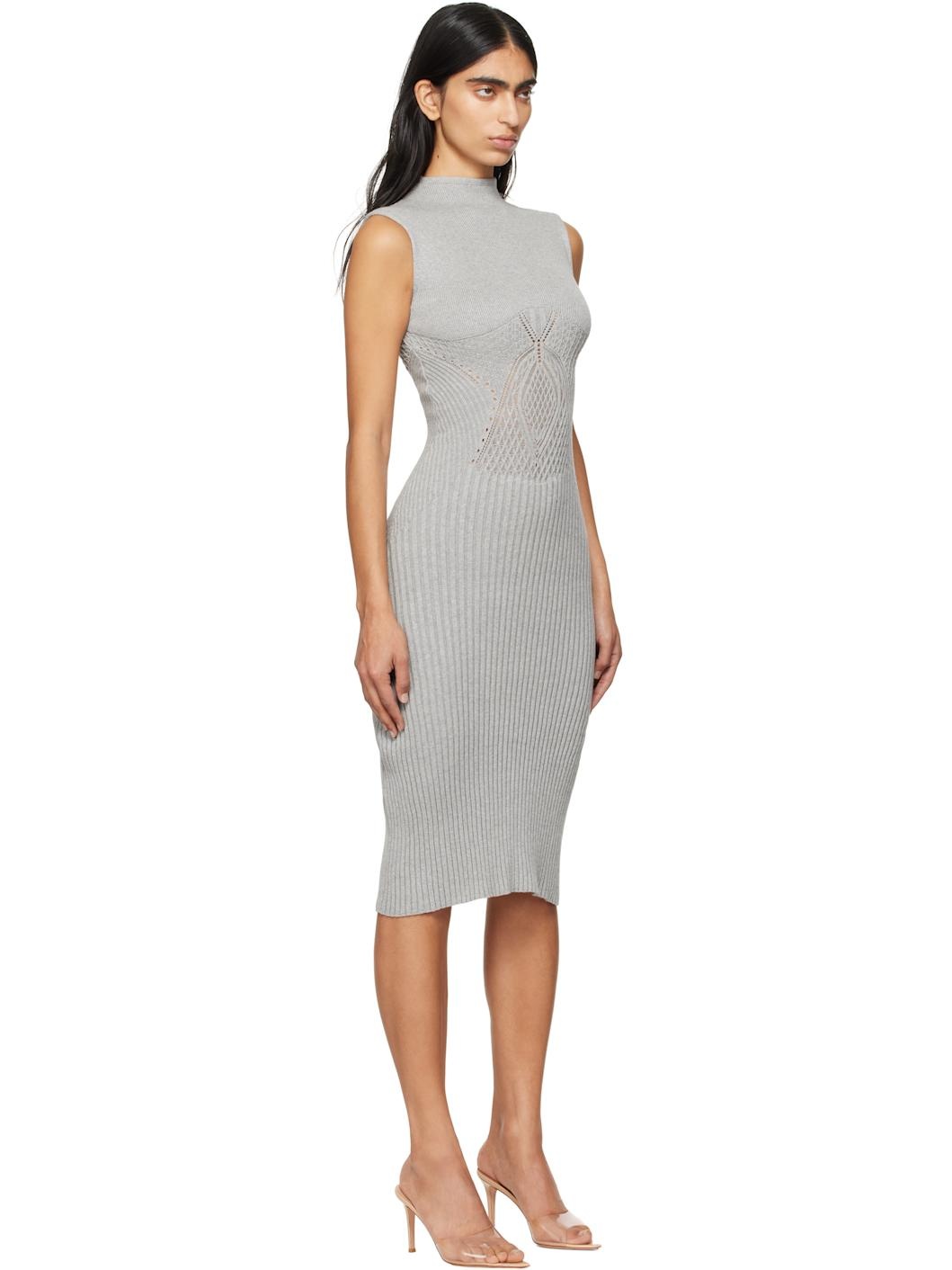 Gray Raven High-Neck Midi Dress - 2