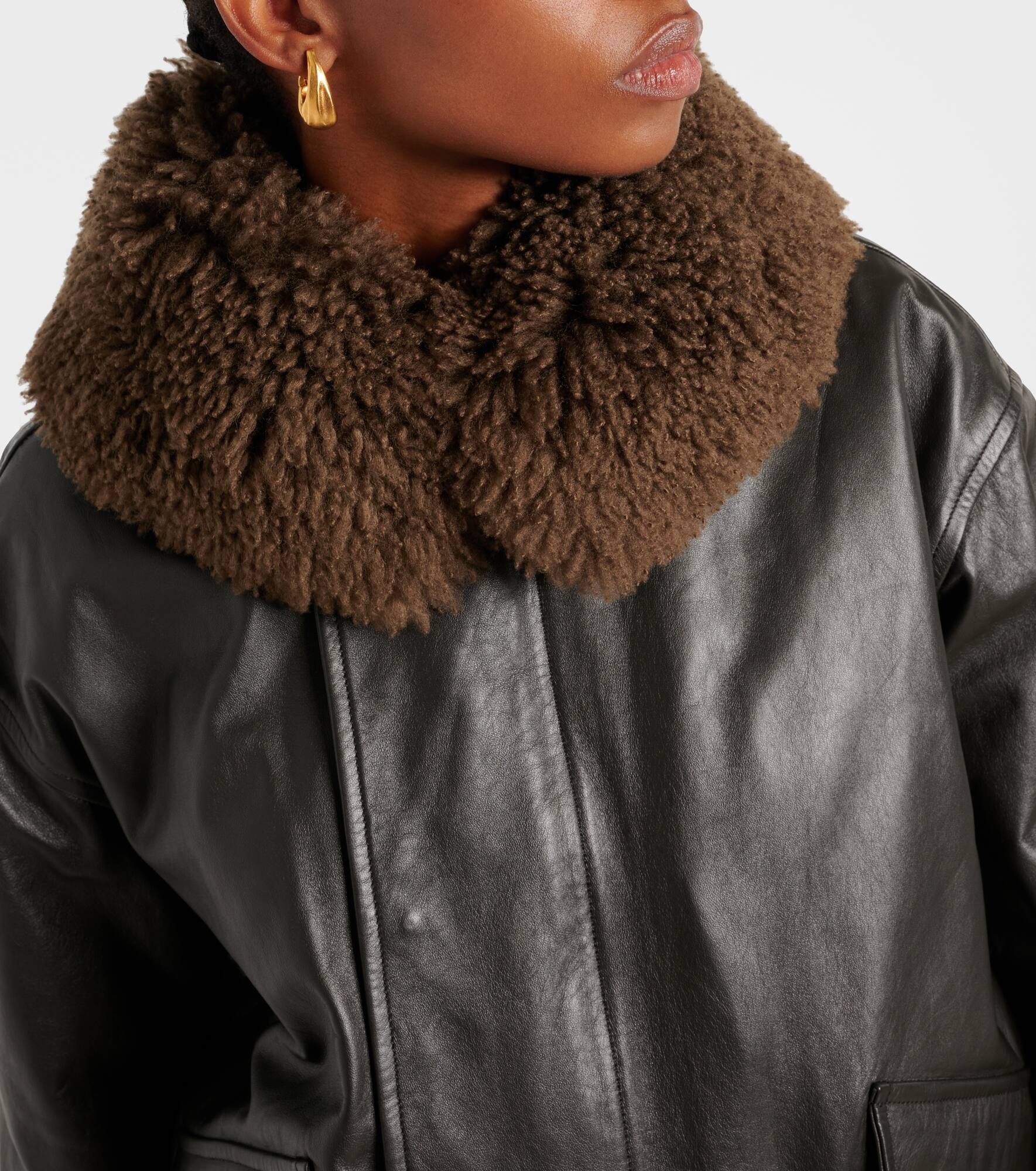 Shearling-trimmed leather blouson - 4