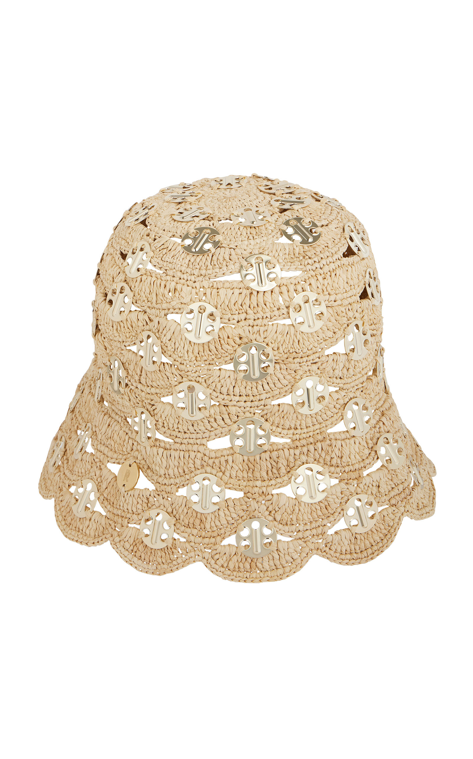 Embellished Woven Raffia Bucket Hat gold - 1