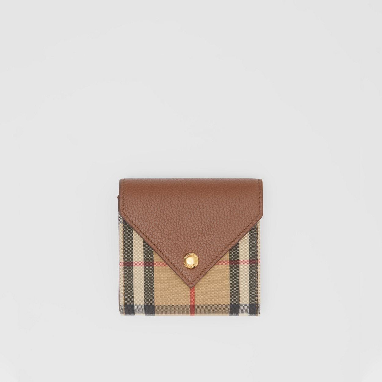 Vintage Check and Grainy Leather Folding Wallet - 1