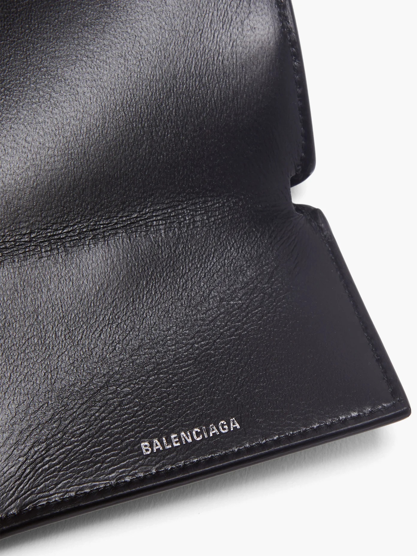 Logo-print mini grained-leather wallet - 2