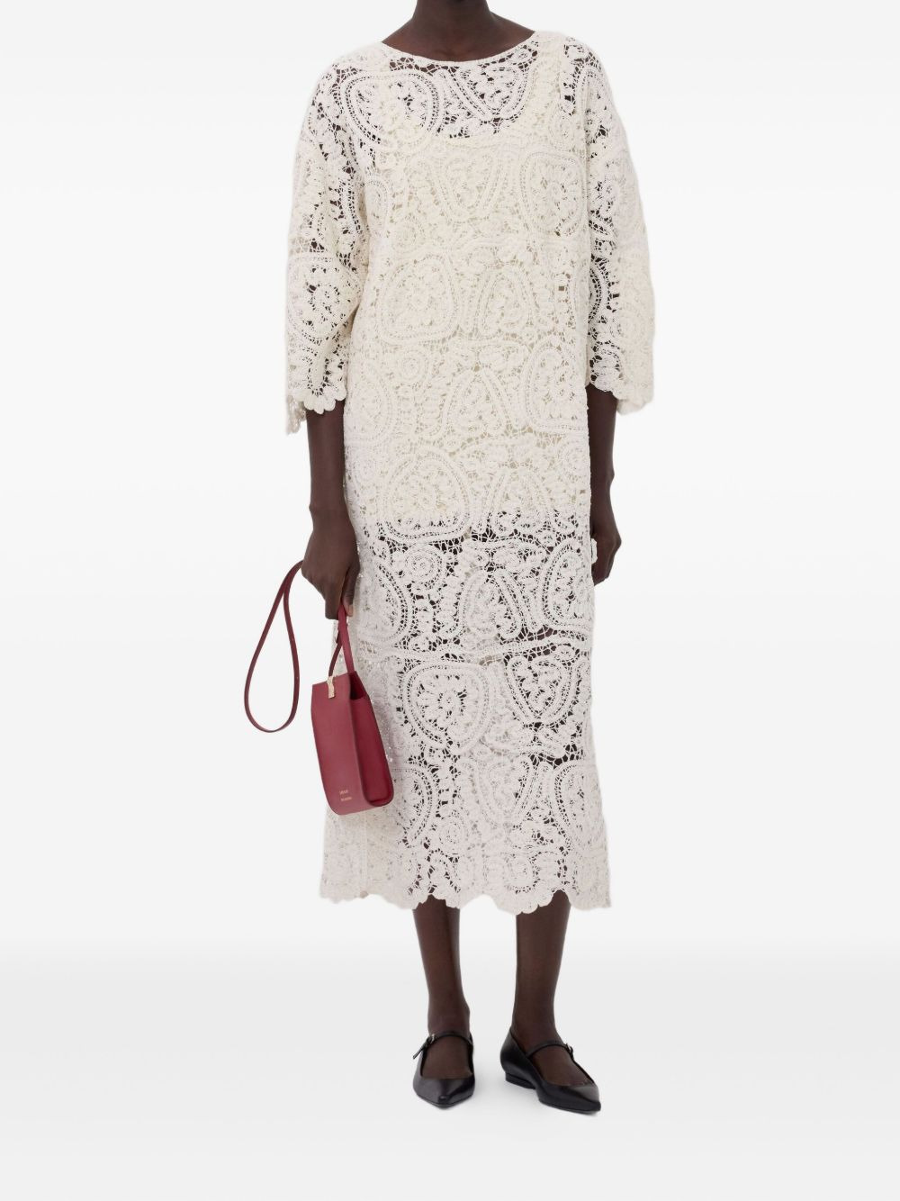 Ciko crochet-pattern three-quarter-sleeve maxi dress - 2