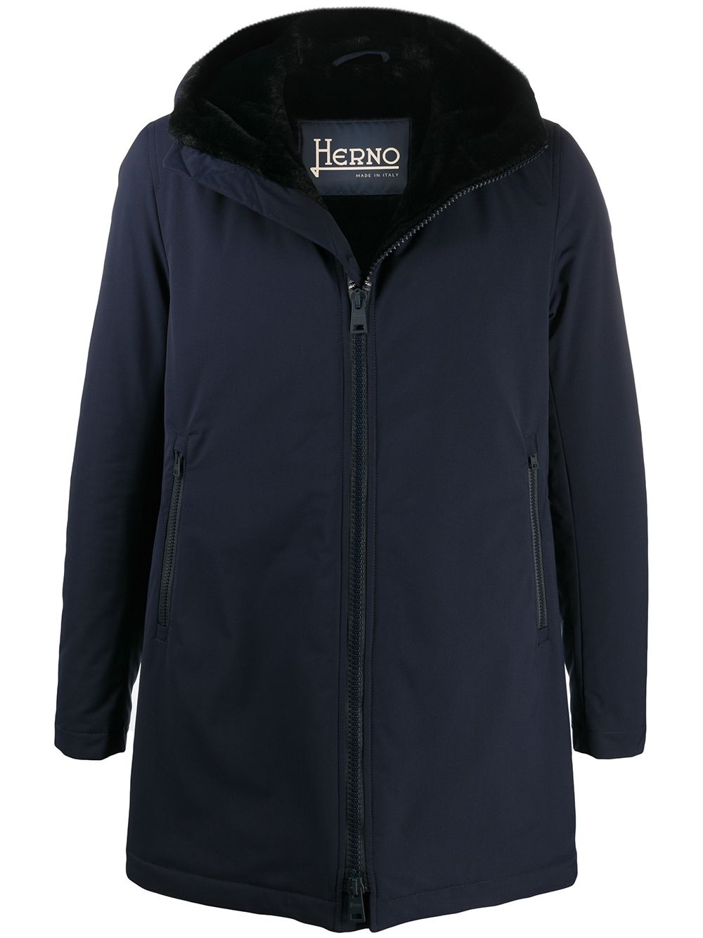 hooded zip-up coat - 1