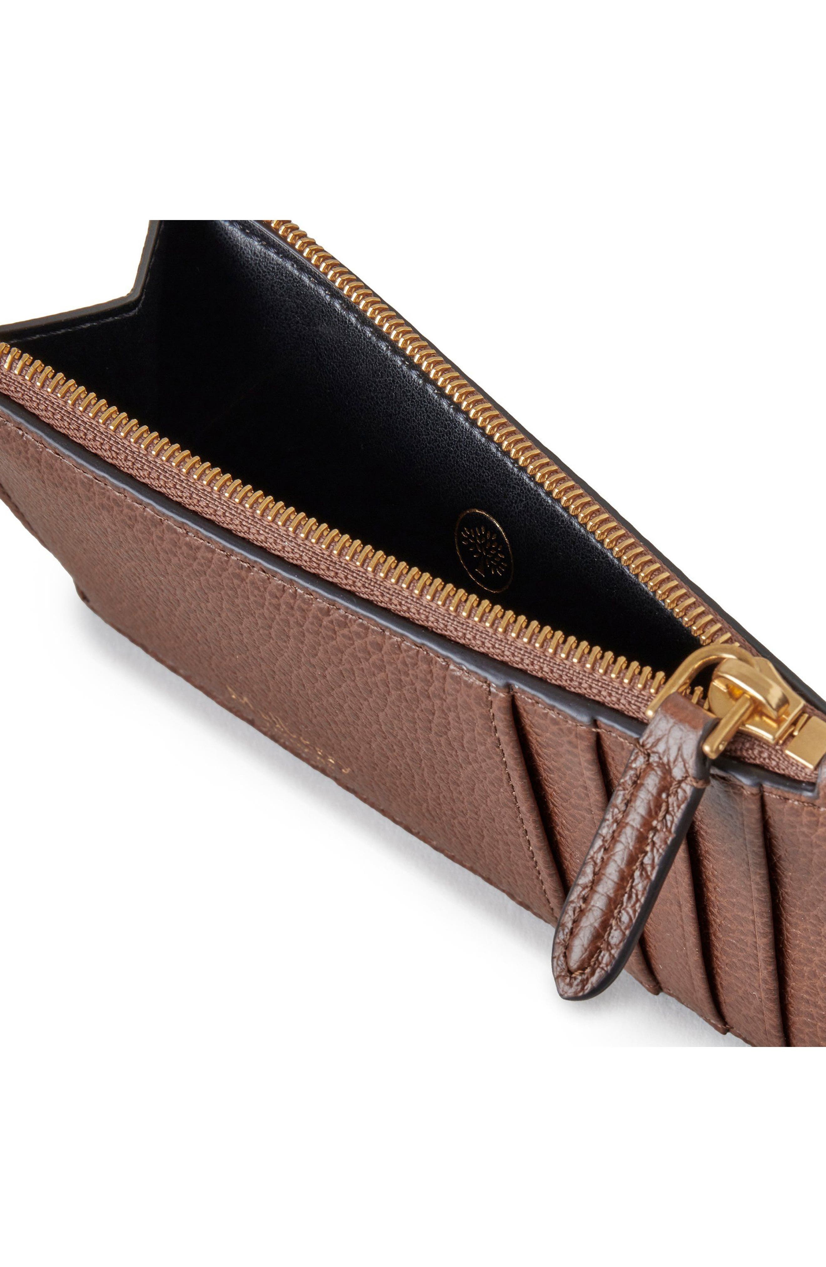 Mulberry Continental Zip Leather Card Holder in Oak at Nordstrom - 2