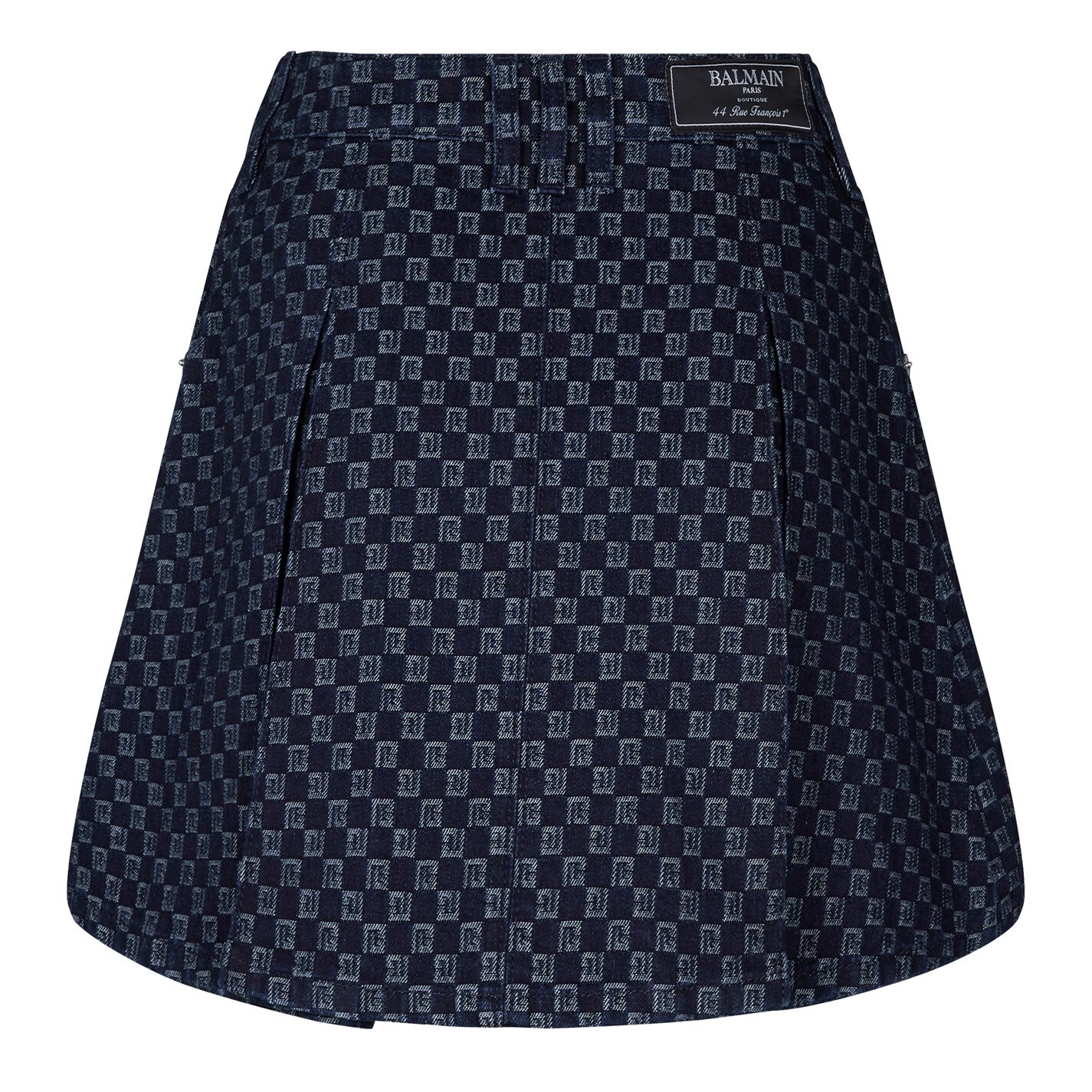 PLEATED MONOGRAM DENIM MINI SKIRT - 6