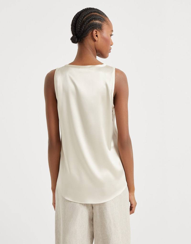 Brunello Cucinelli Stretch silk satin reversible top outlook