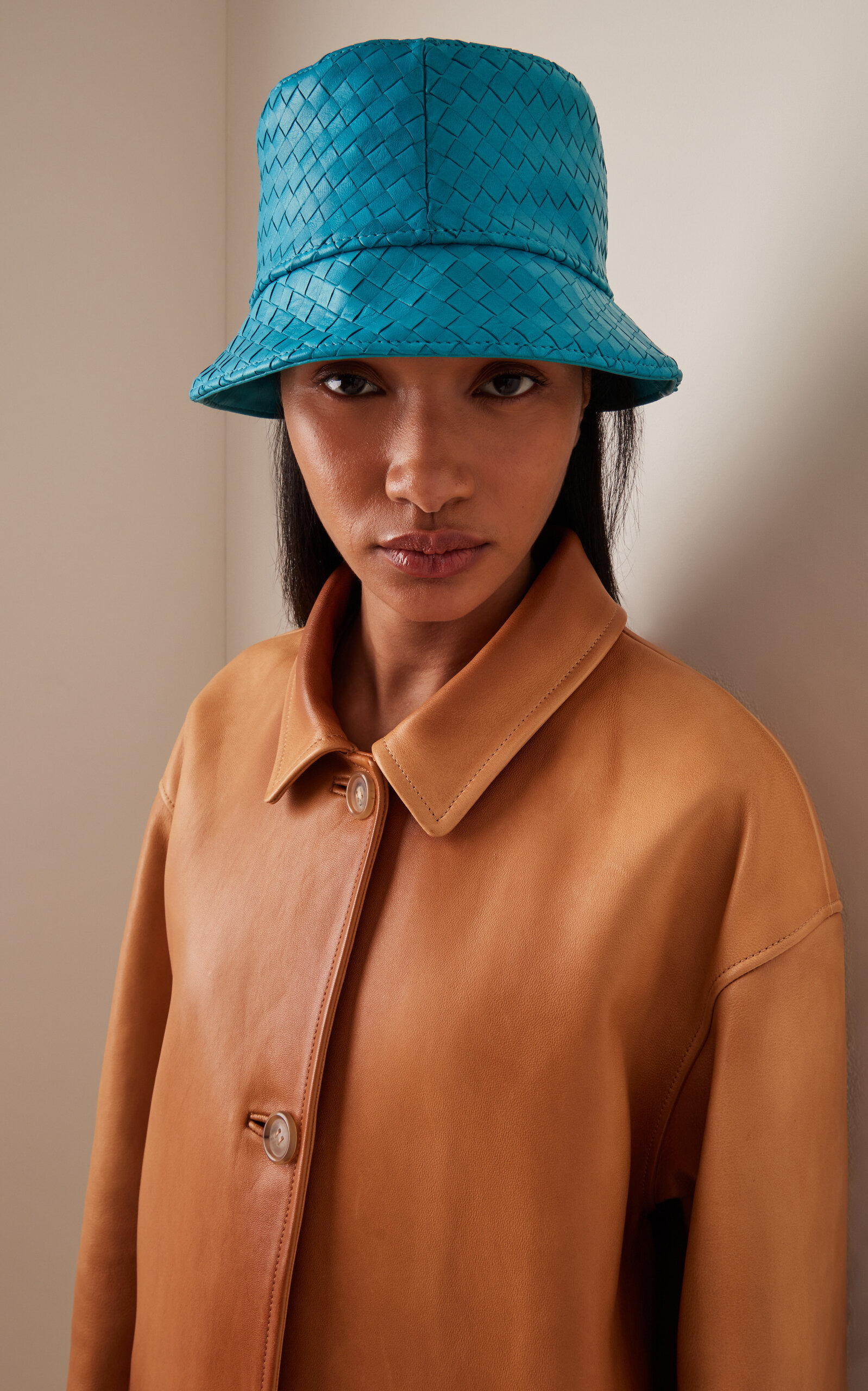 Intrecciato Nappa Leather Bucket Hat blue - 2