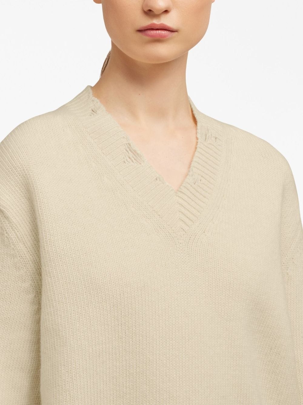 ripped V-neck jumper - 6