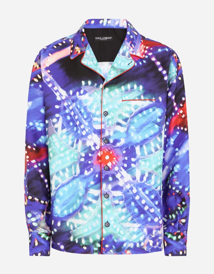 Illumination-print silk Hawaiian shirt - 1