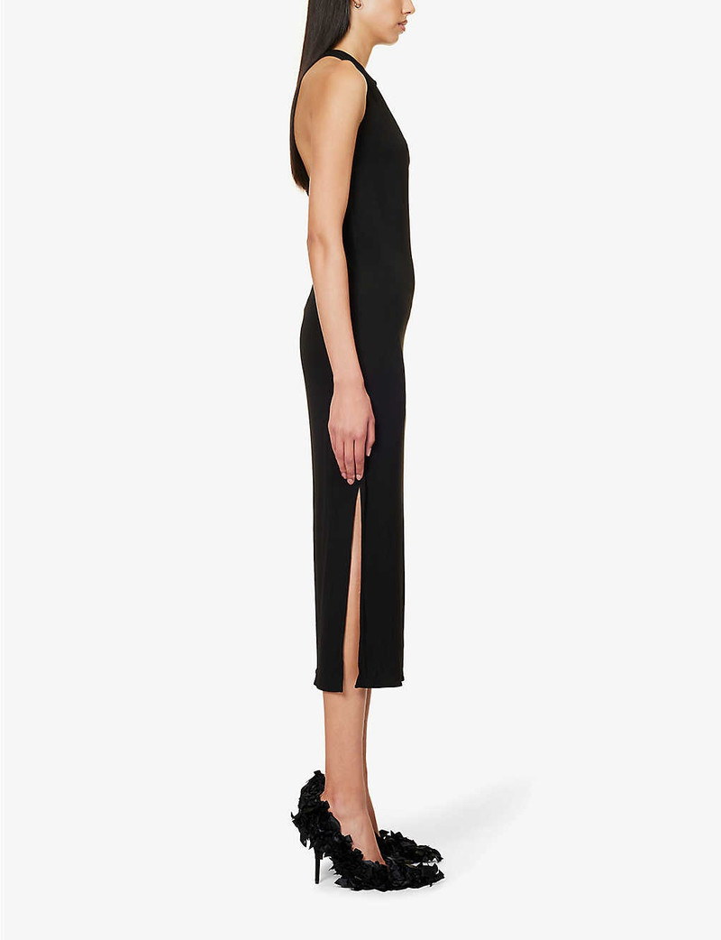 Helmut Lang Twisted-back split-hem woven maxi dress outlook