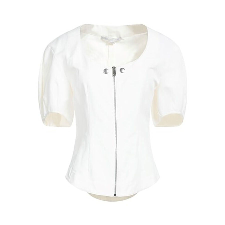 Stella Mccartney Ladies White Puff-Sleeved Crewneck Blouse - 6
