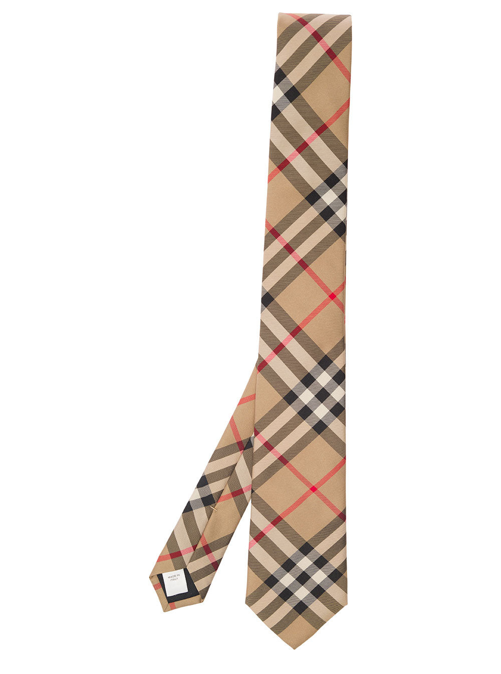 Burberry Men Beige Scarf With All-Over Vintage Check Print In Silk Man - 2