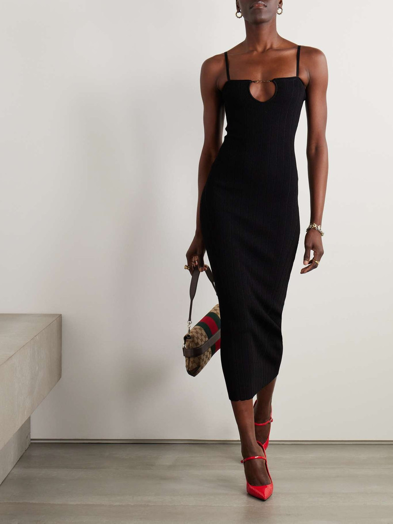 JACQUEMUS Embellished ribbed-knit midi dress outlook