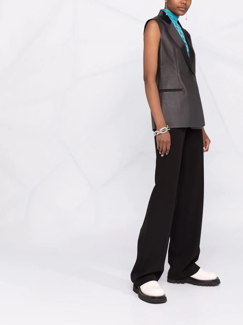 tailored leather blazer - 4