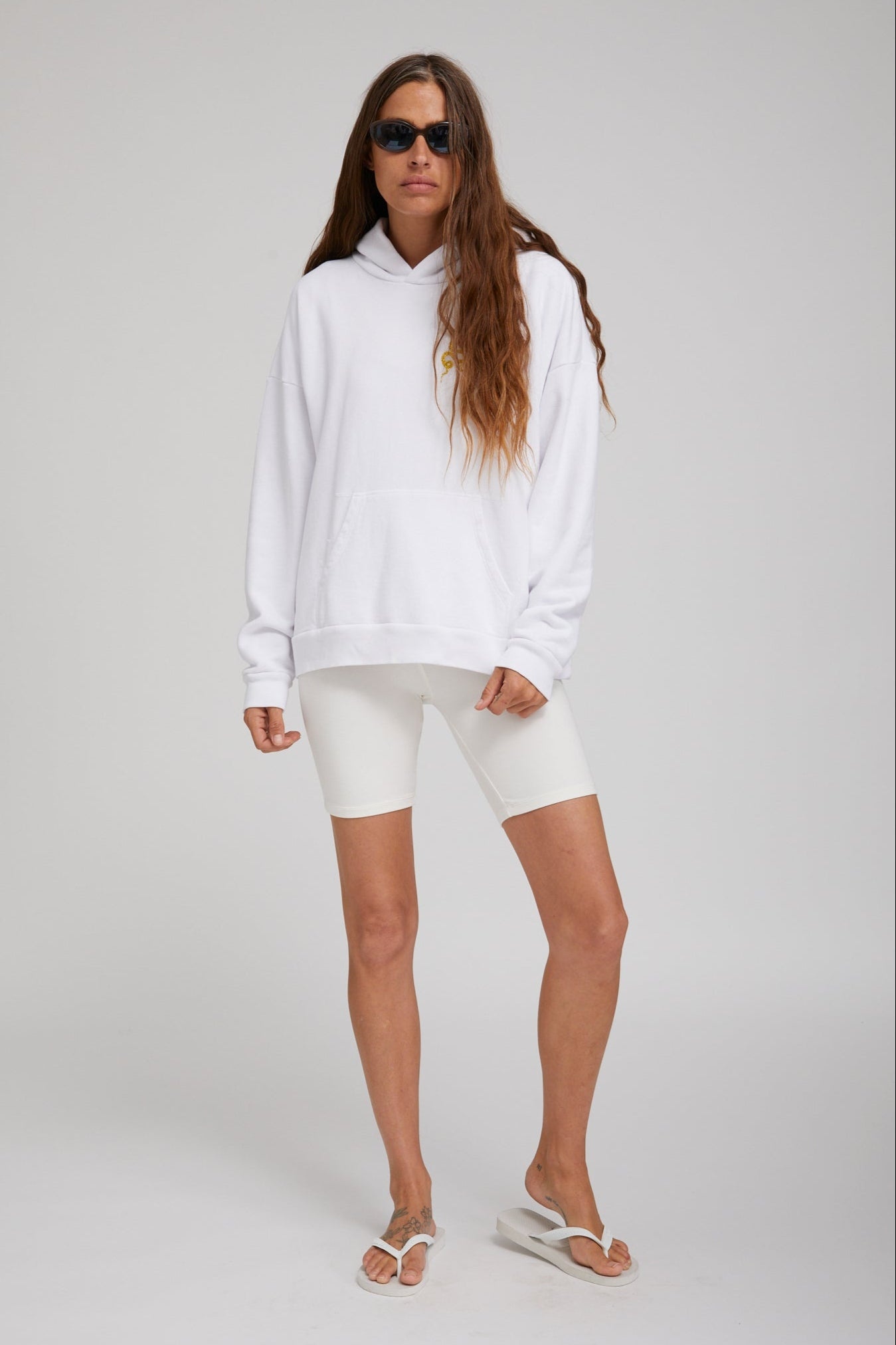 WHITE AND GOLD GLITTER SNAKE HOODIE - 2
