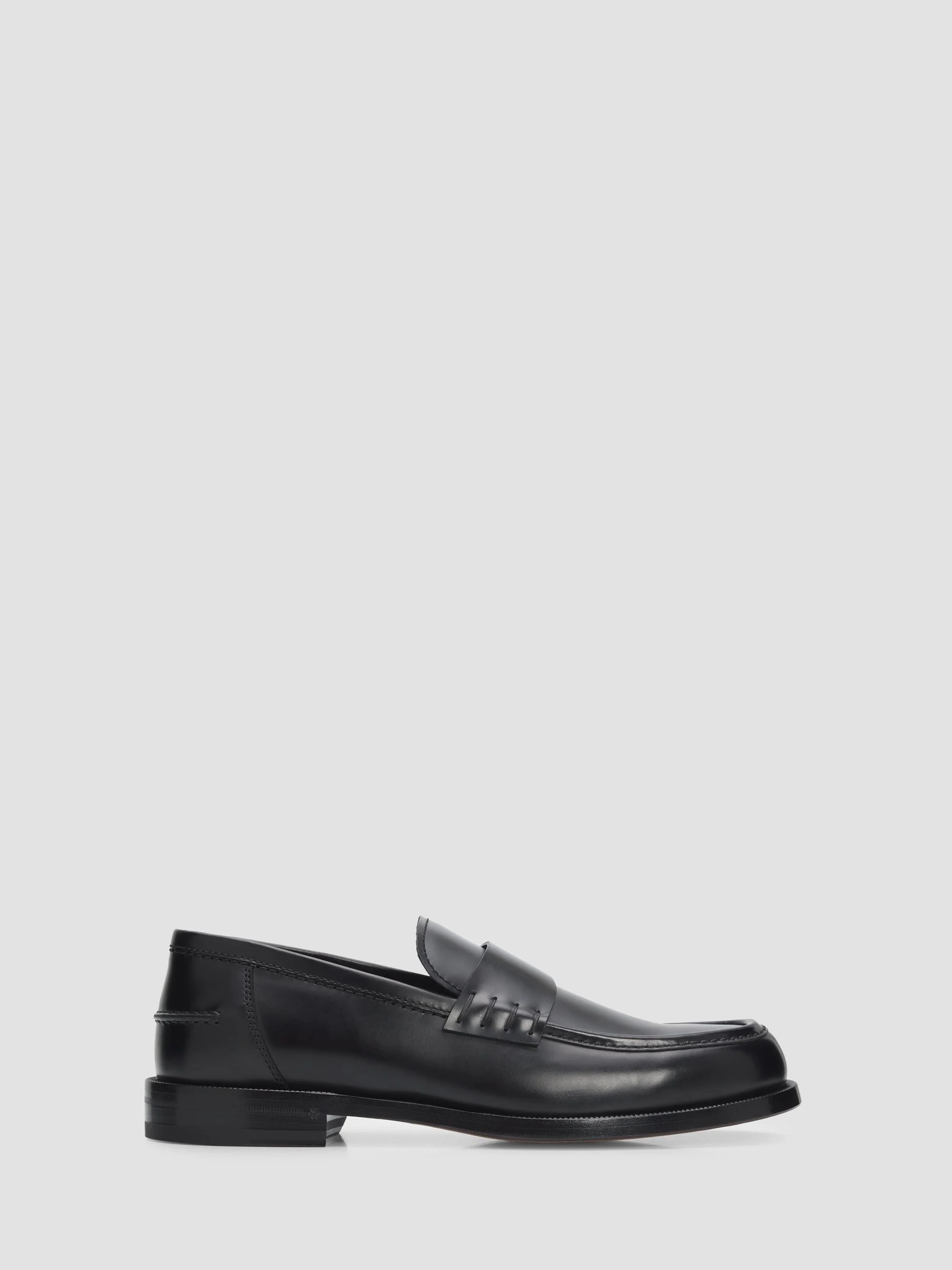 Men's Preppy Leather Loafers - Black - 1