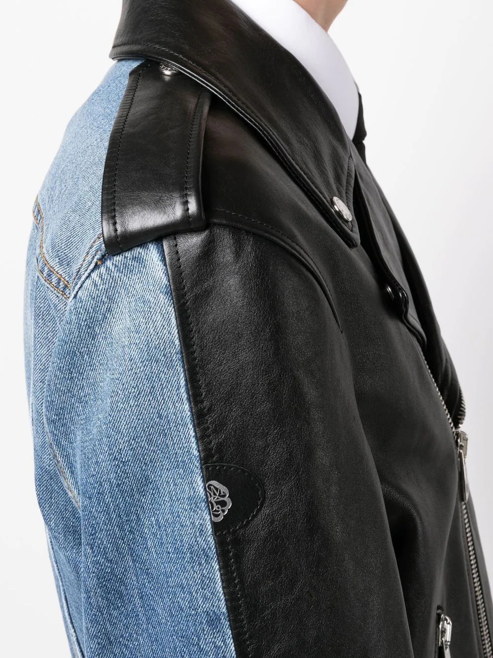 panelled biker jacket - 5