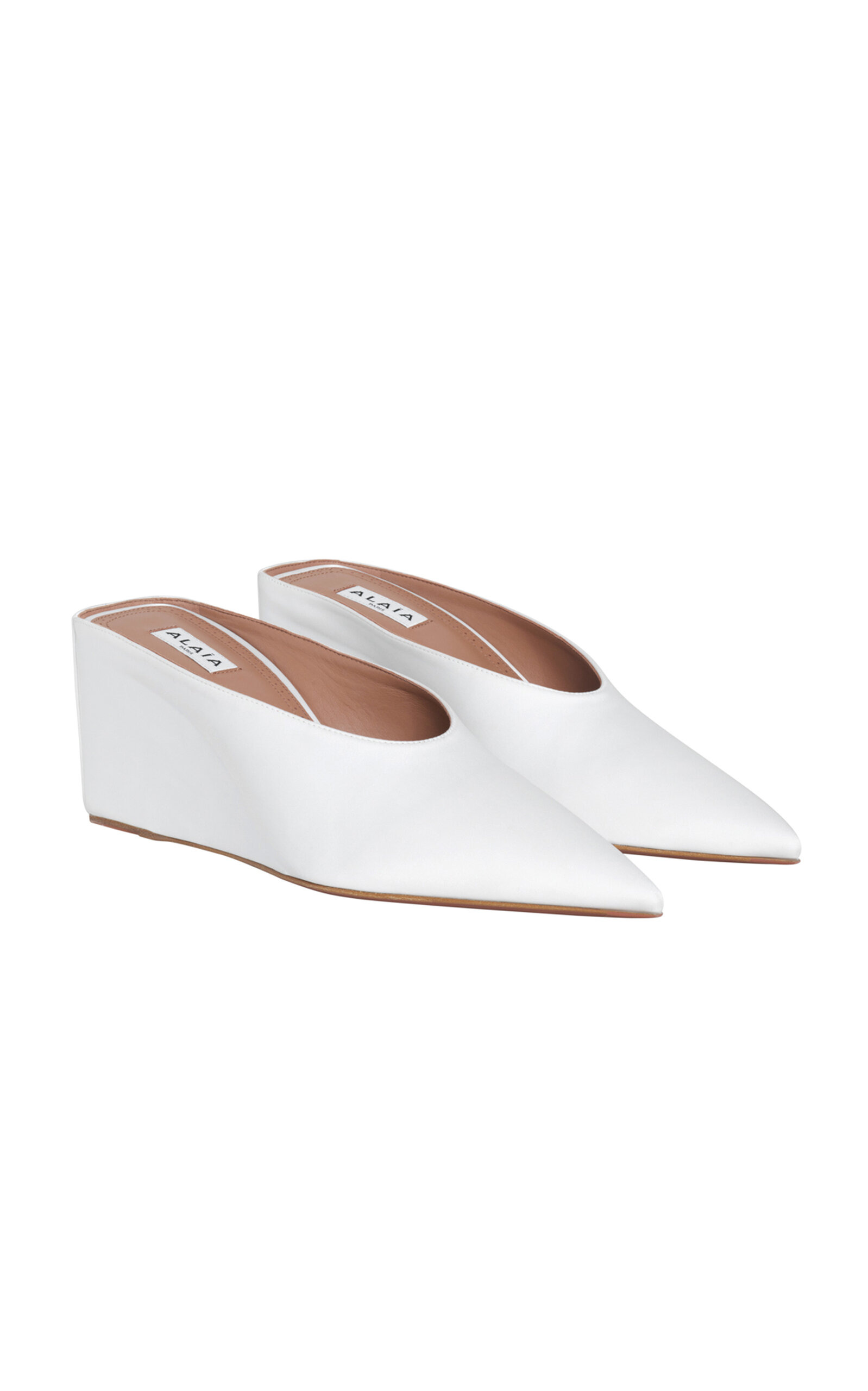 Satin Wedge Mules white - 1