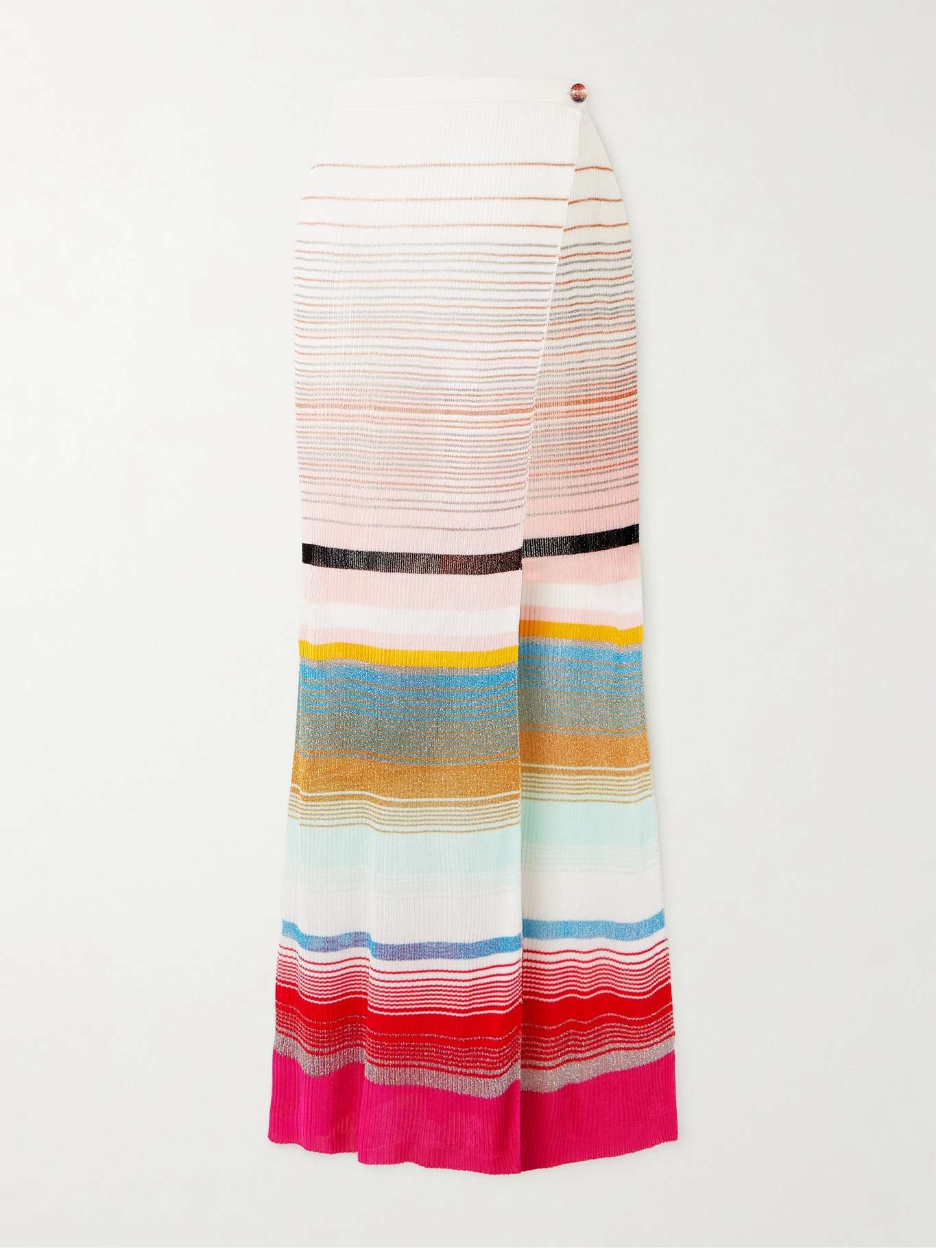 Striped metallic crochet-knit maxi wrap skirt - 1