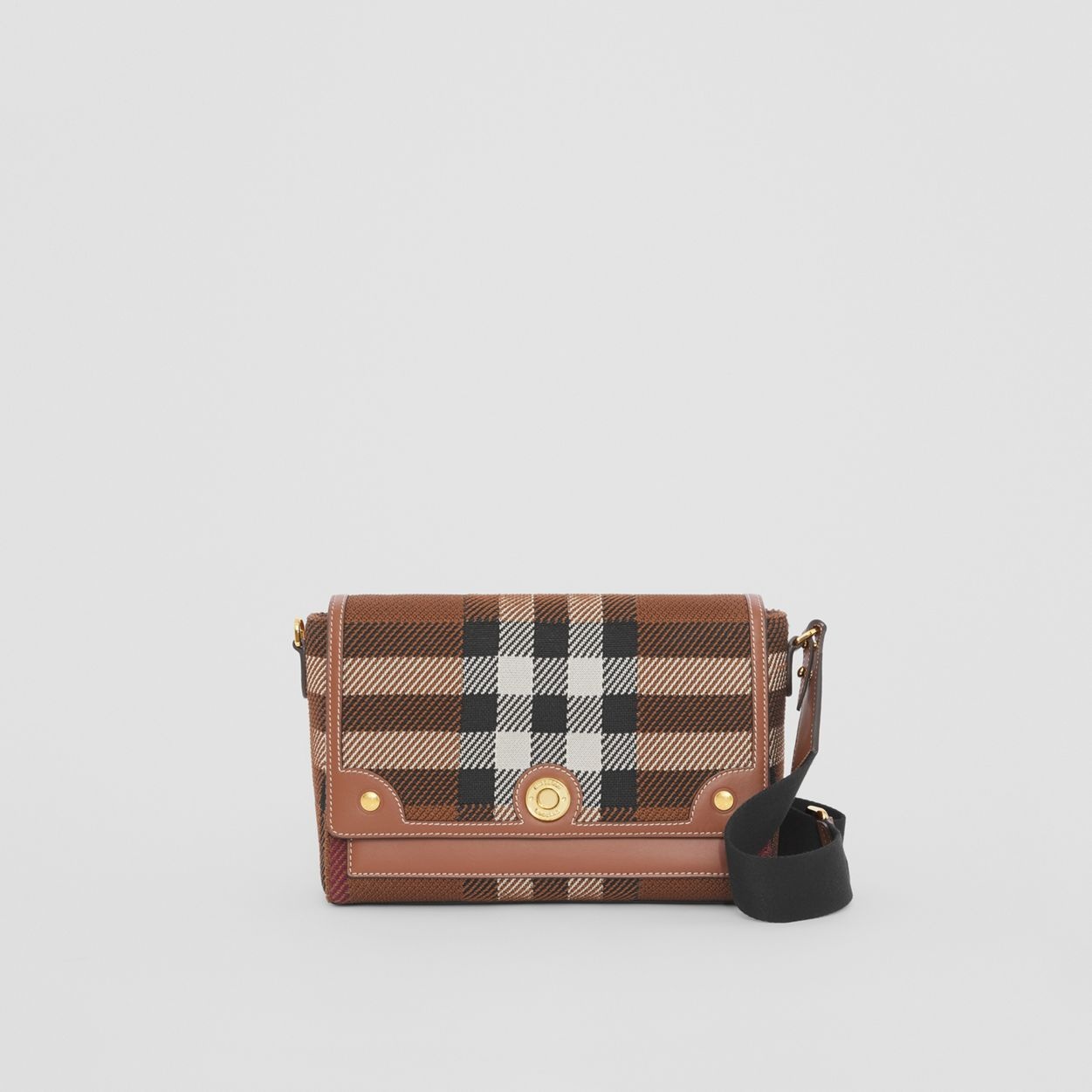 Knitted Check and Leather Note Crossbody Bag - 1