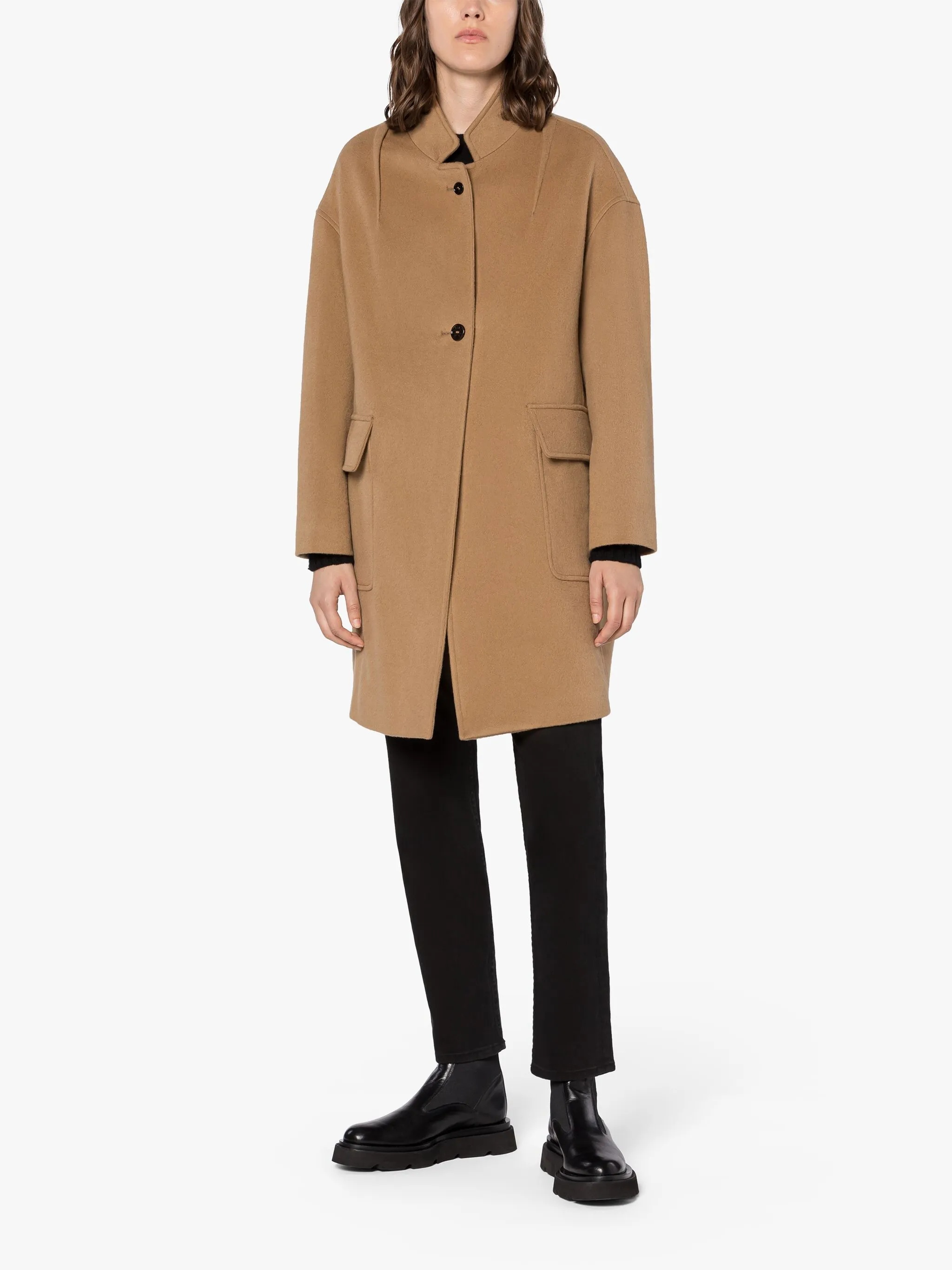 FREDDIE BEIGE WOOL & CASHMERE COCOON COAT - 2
