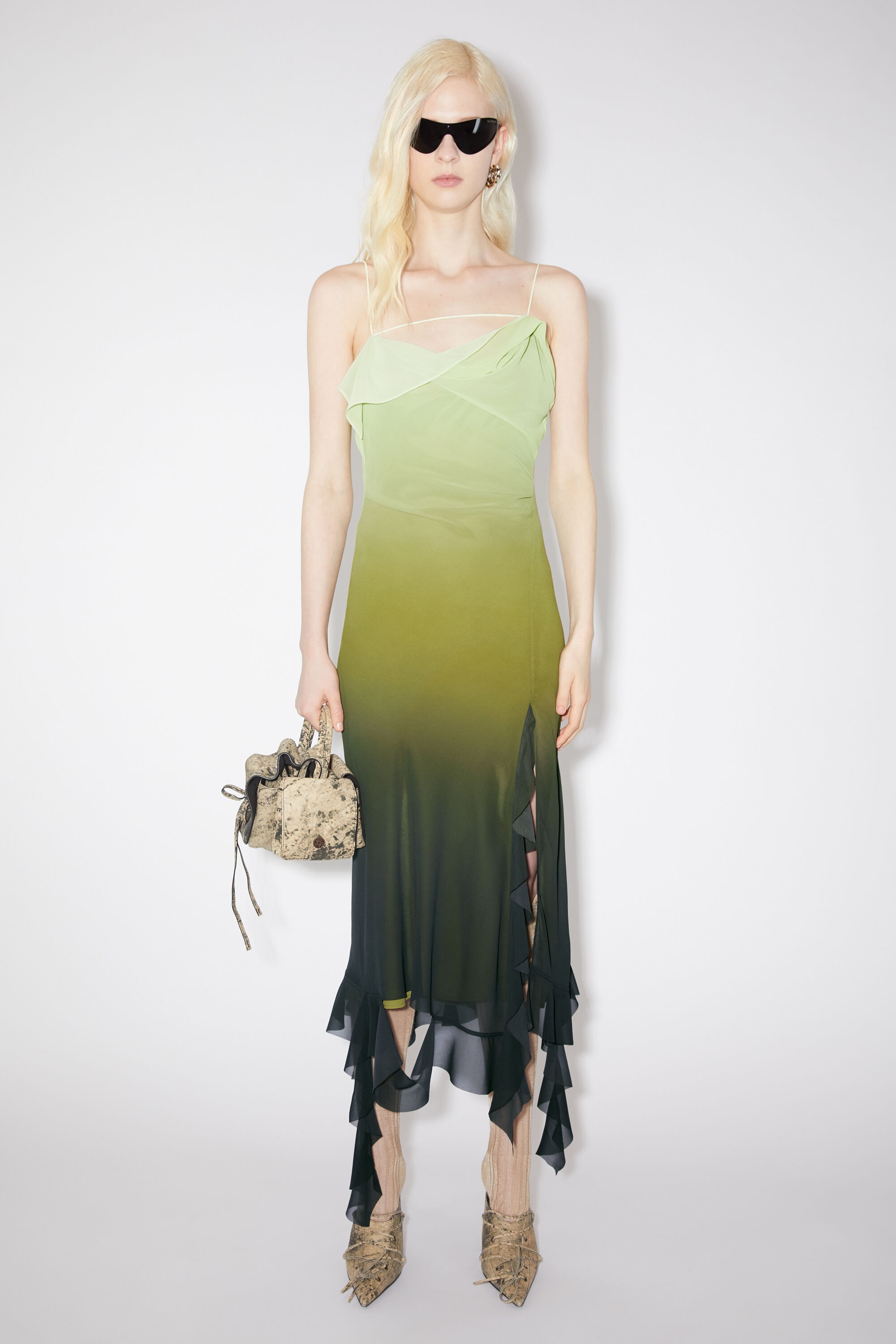 Acne Studios Ruffle strap dress - Green