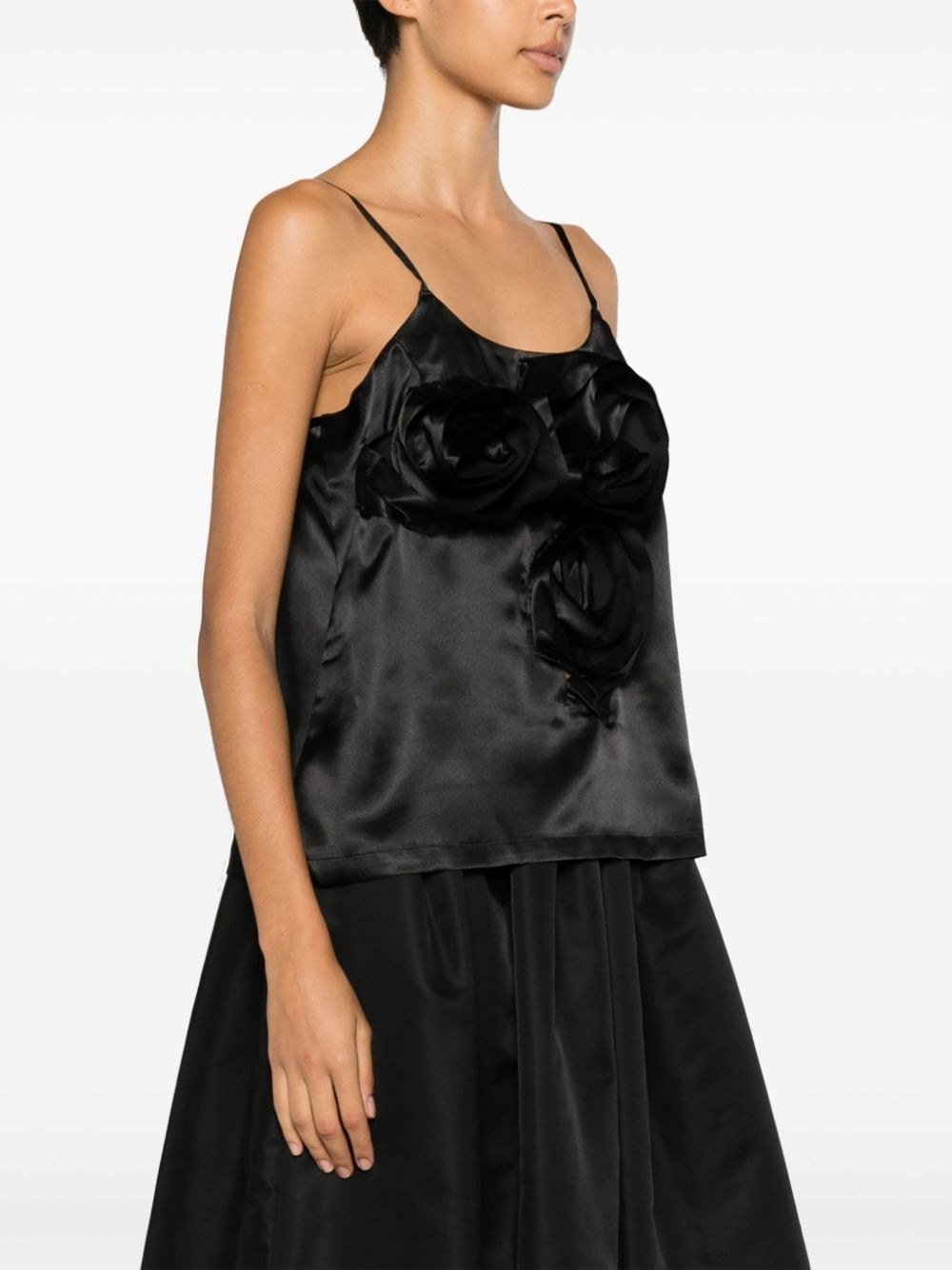 floral-appliquÃ© ruched tank top - 3