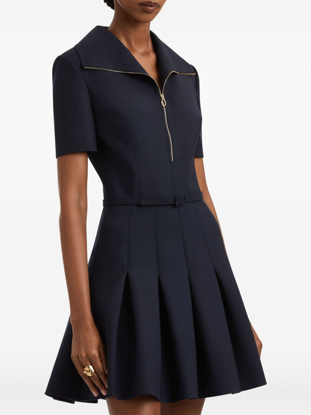 zip-front pleated mini dress - 5