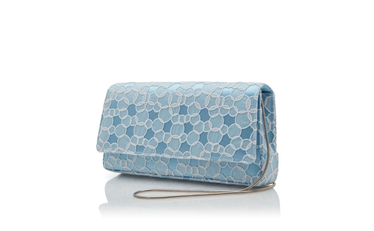 Blue Satin Lace Embroidered Clutch - 3