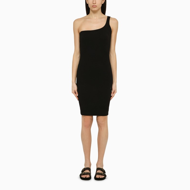 BLACK ONE-SHOULDER COTTON DRESS - 1