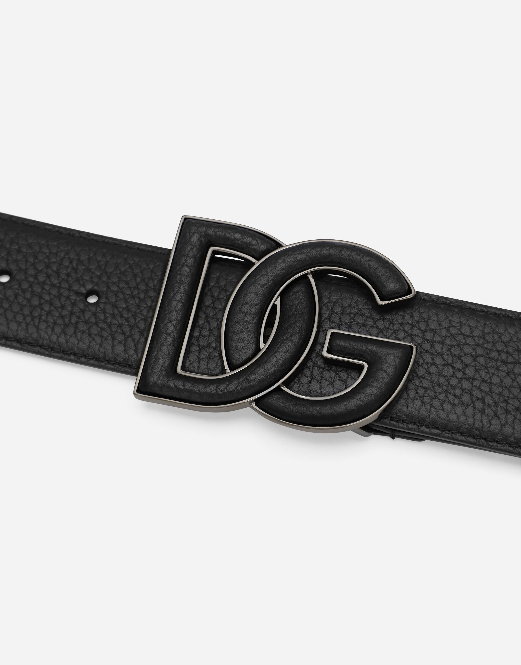 Deerskin-print calfskin belt with logo print - 4