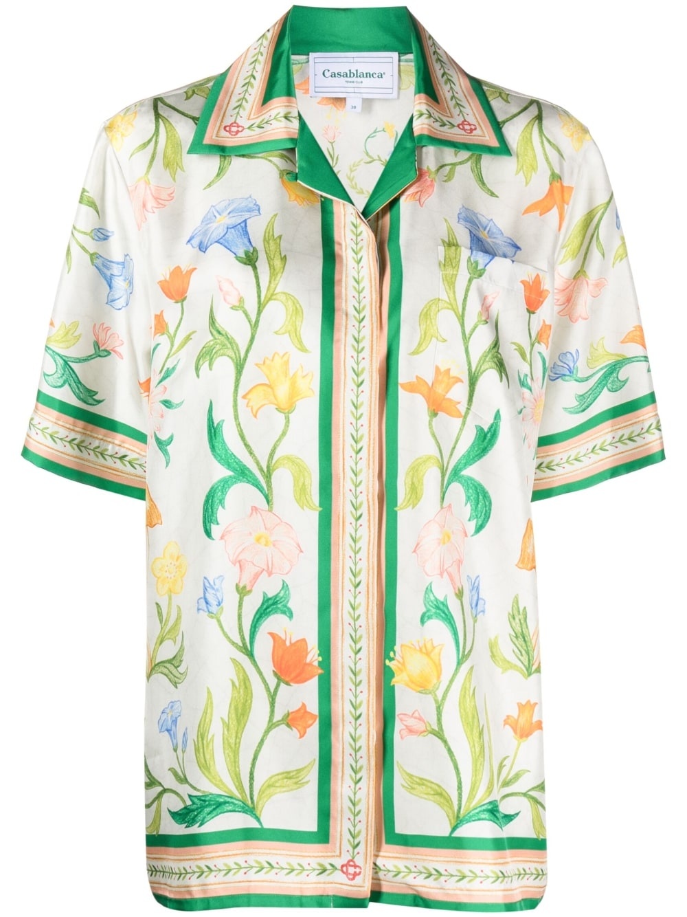 L'Arche Fleurie flower-print silk-twill shirt - 1