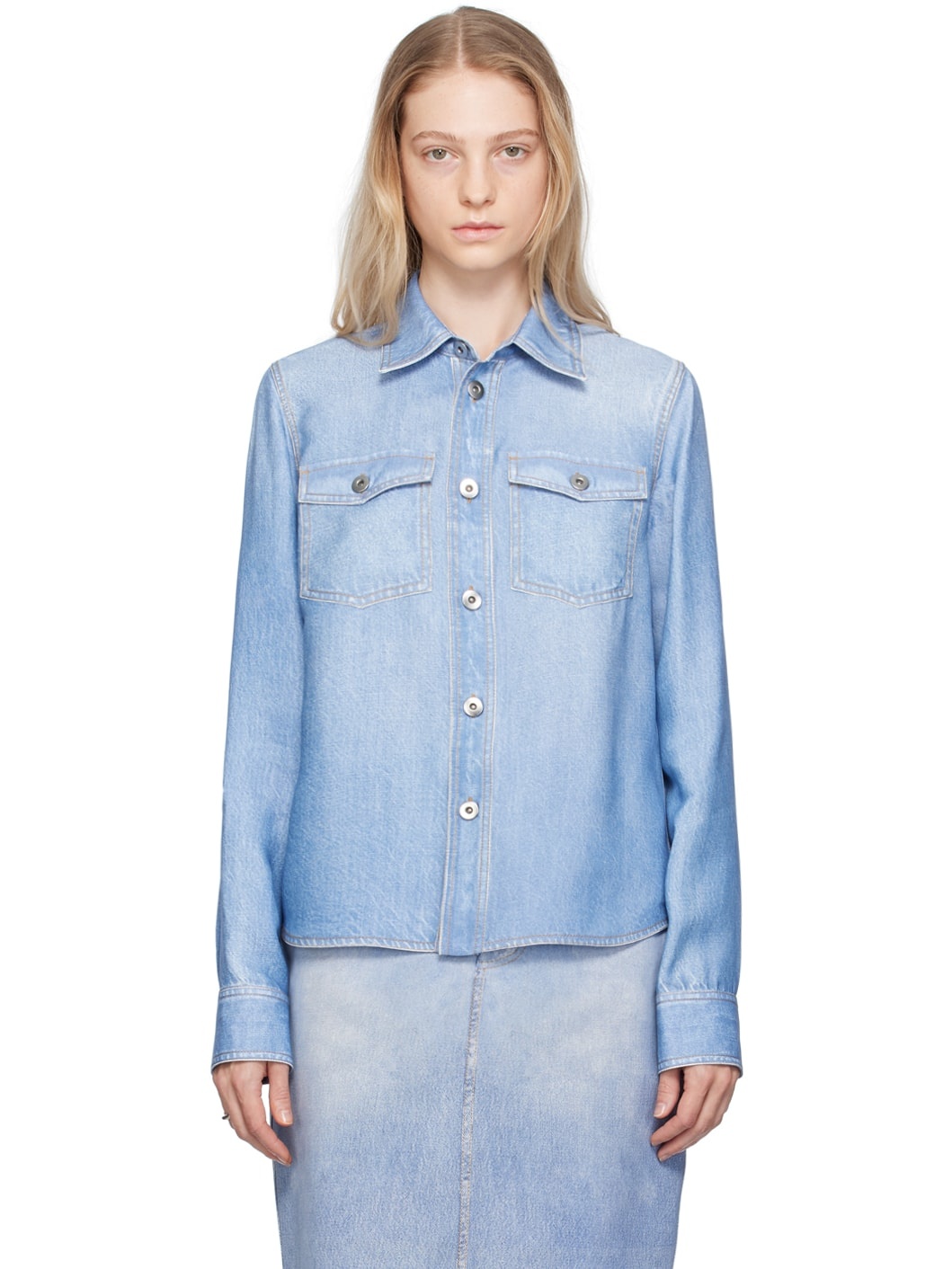 Blue Printed Shirt - 1