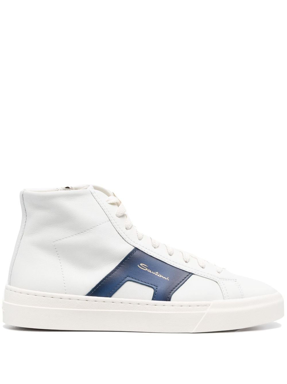 double-buckle leather sneakers - 1