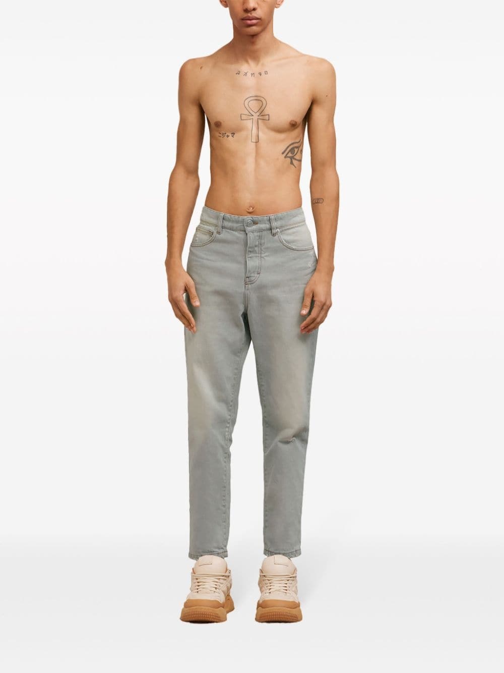 logo-patch organic cotton jeans - 2