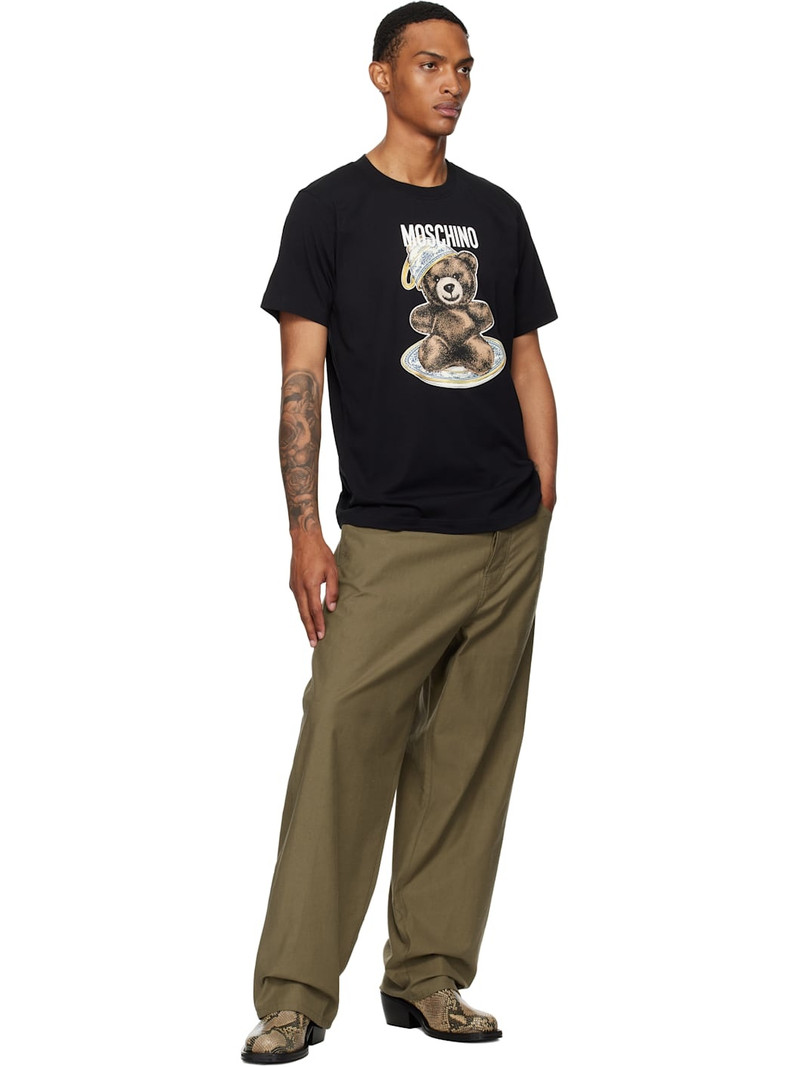 Moschino Black Organic Cotton Teddy Bear  T-Shirt outlook