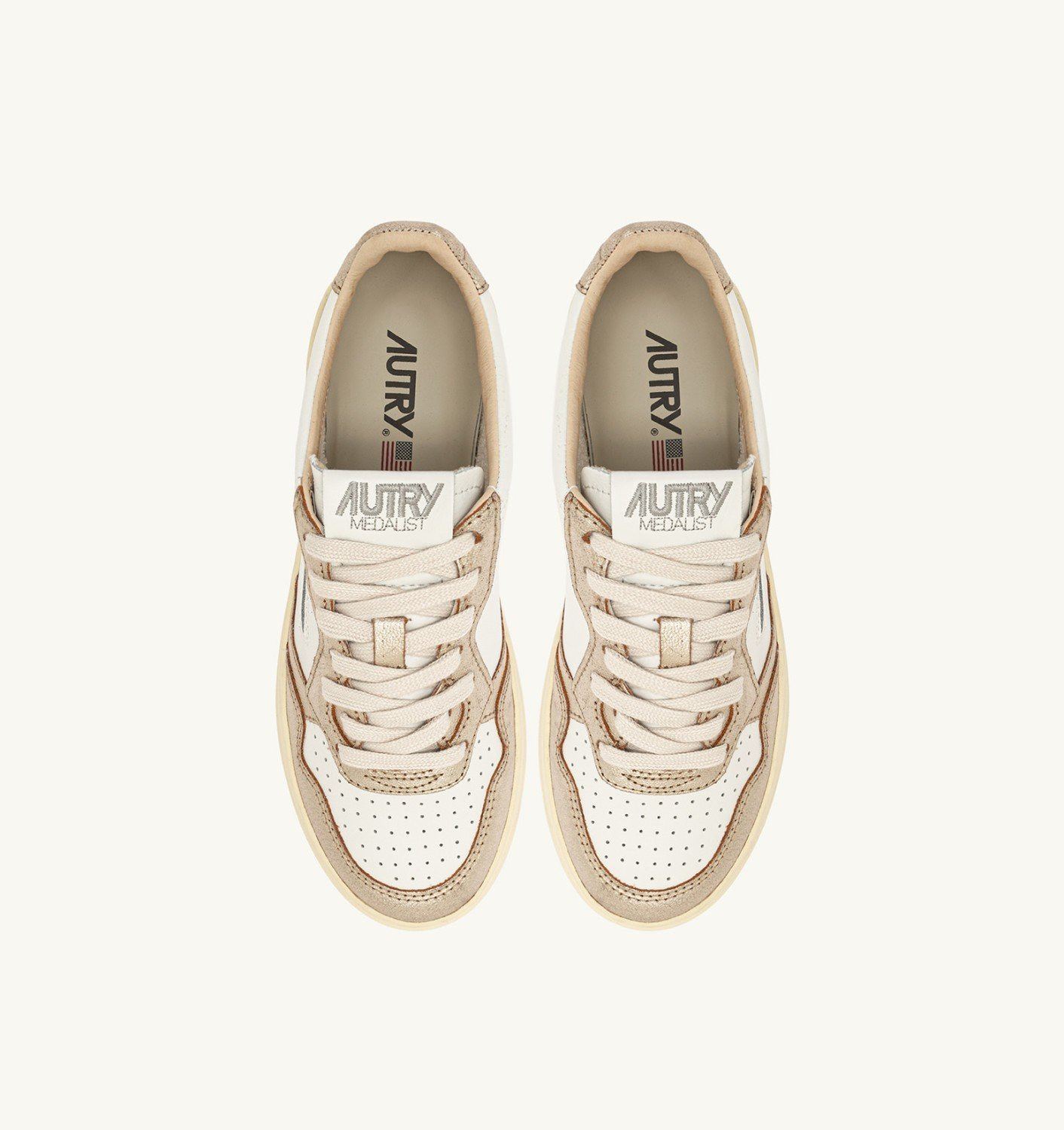 MEDALIST LOW BICOLOR SNEAKERS IN WHITE AND PLATINUM LEATHER - 5