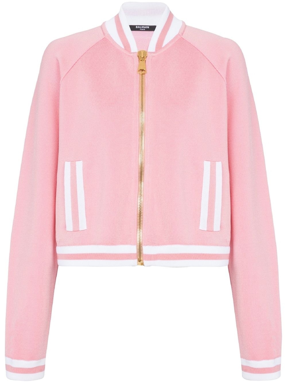 stripe-trim knitted jacket - 1