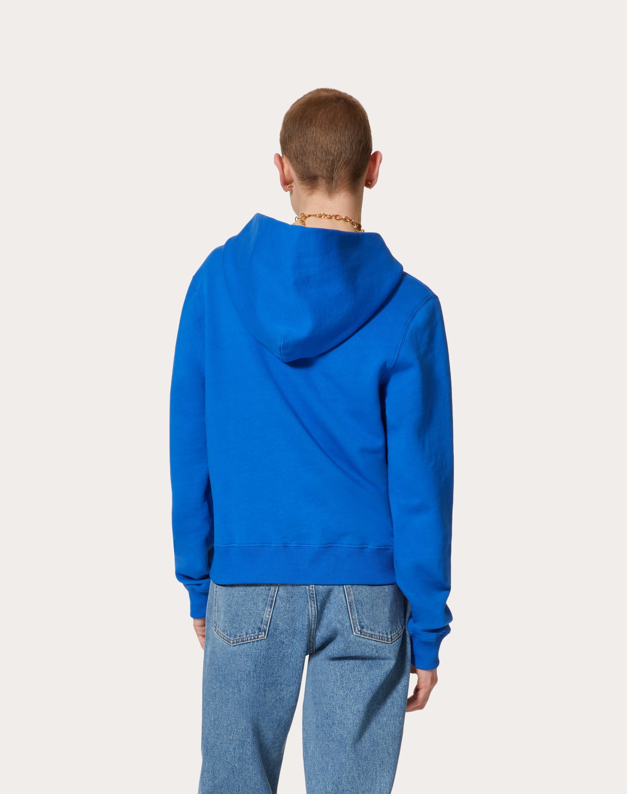 COTTON SWEATSHIRT WITH EMBROIDERED VALENTINO PATCH - 4