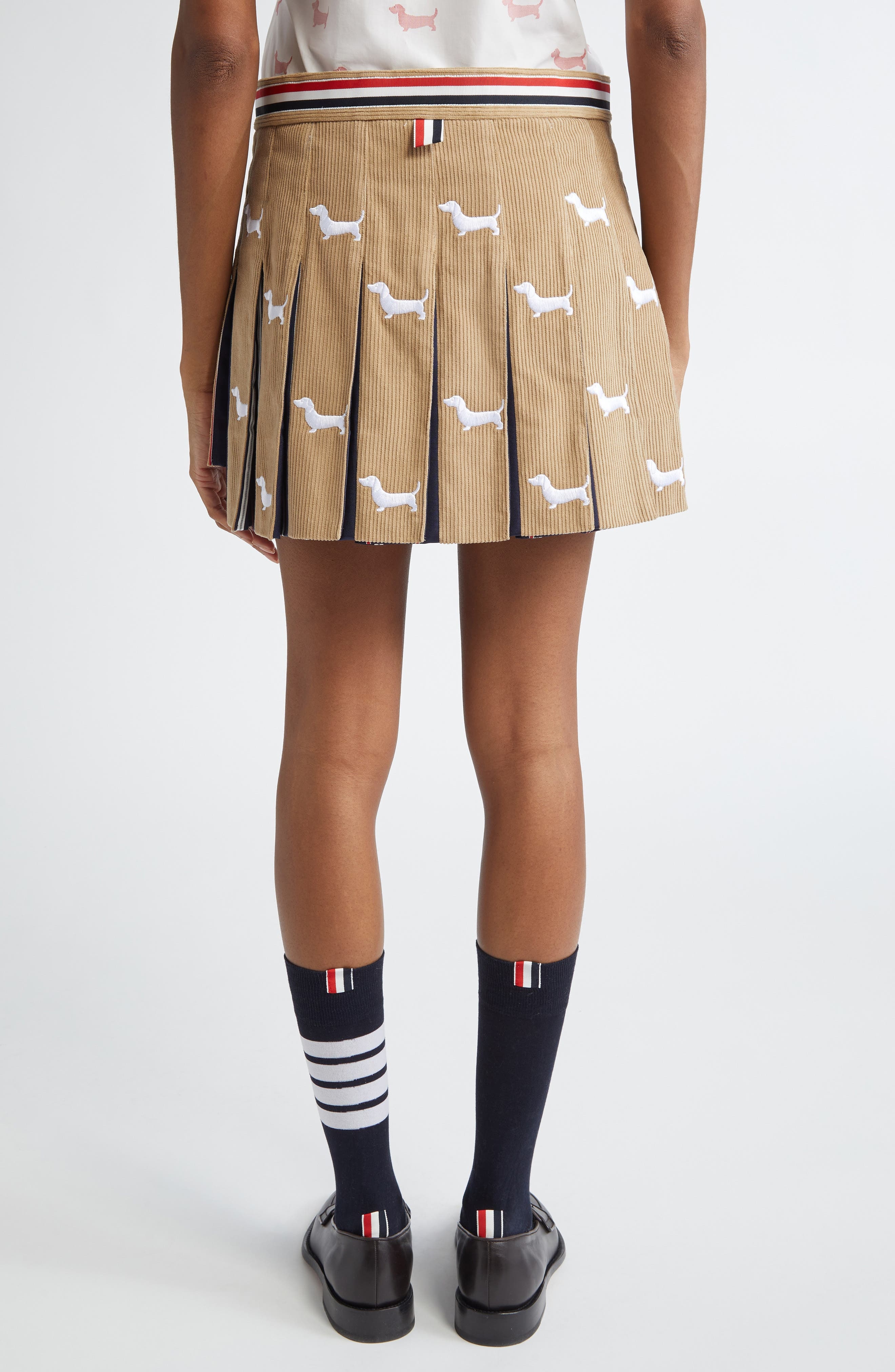 Thom Browne Hector Pleated Corduroy Miniskirt in Khaki at Nordstrom - 3
