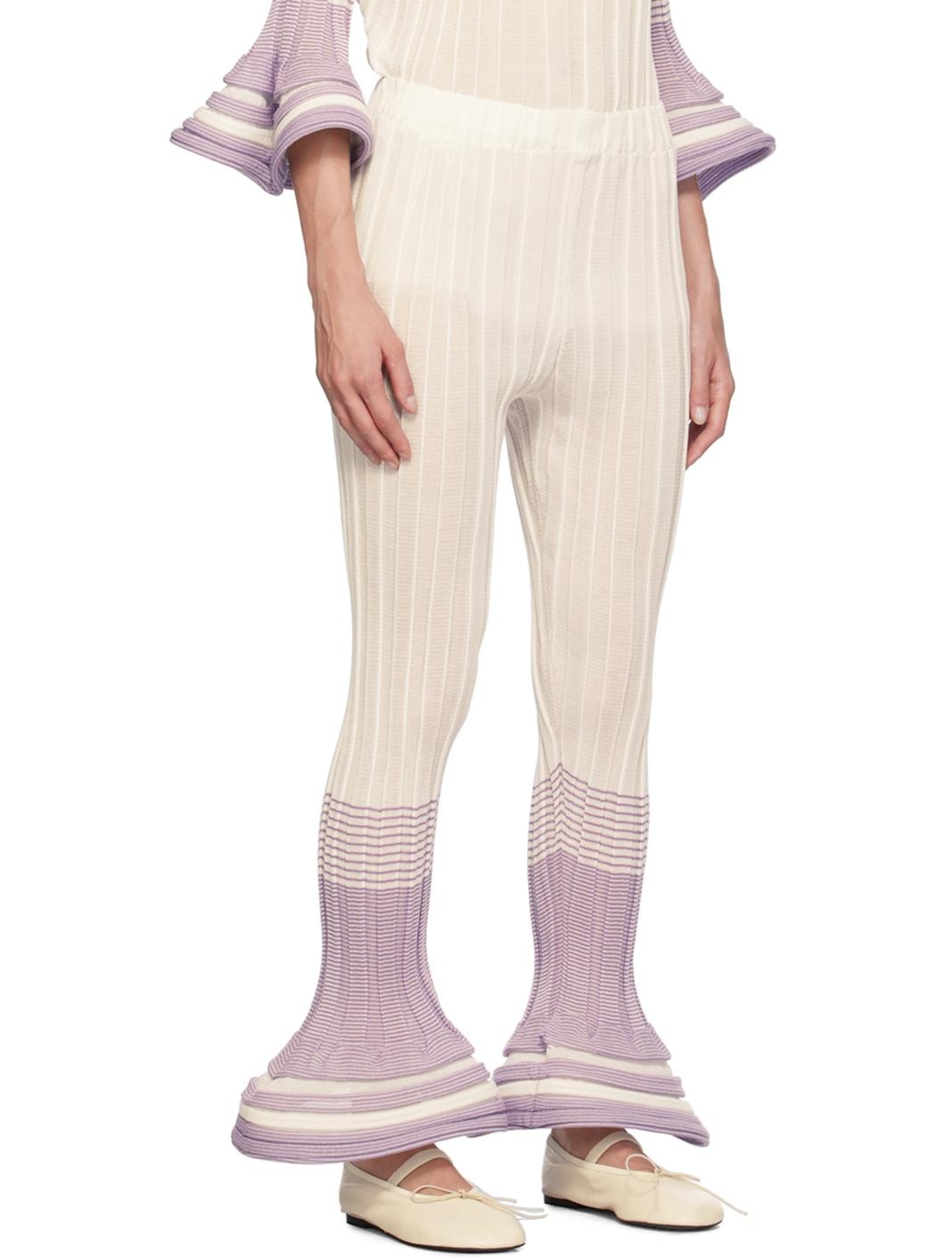 White & Purple Asagao Trousers - 2