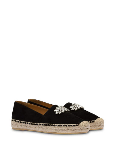 Miu Miu crystal-embellished suede espadrilles outlook